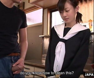 Asian cuttie cleaning her..